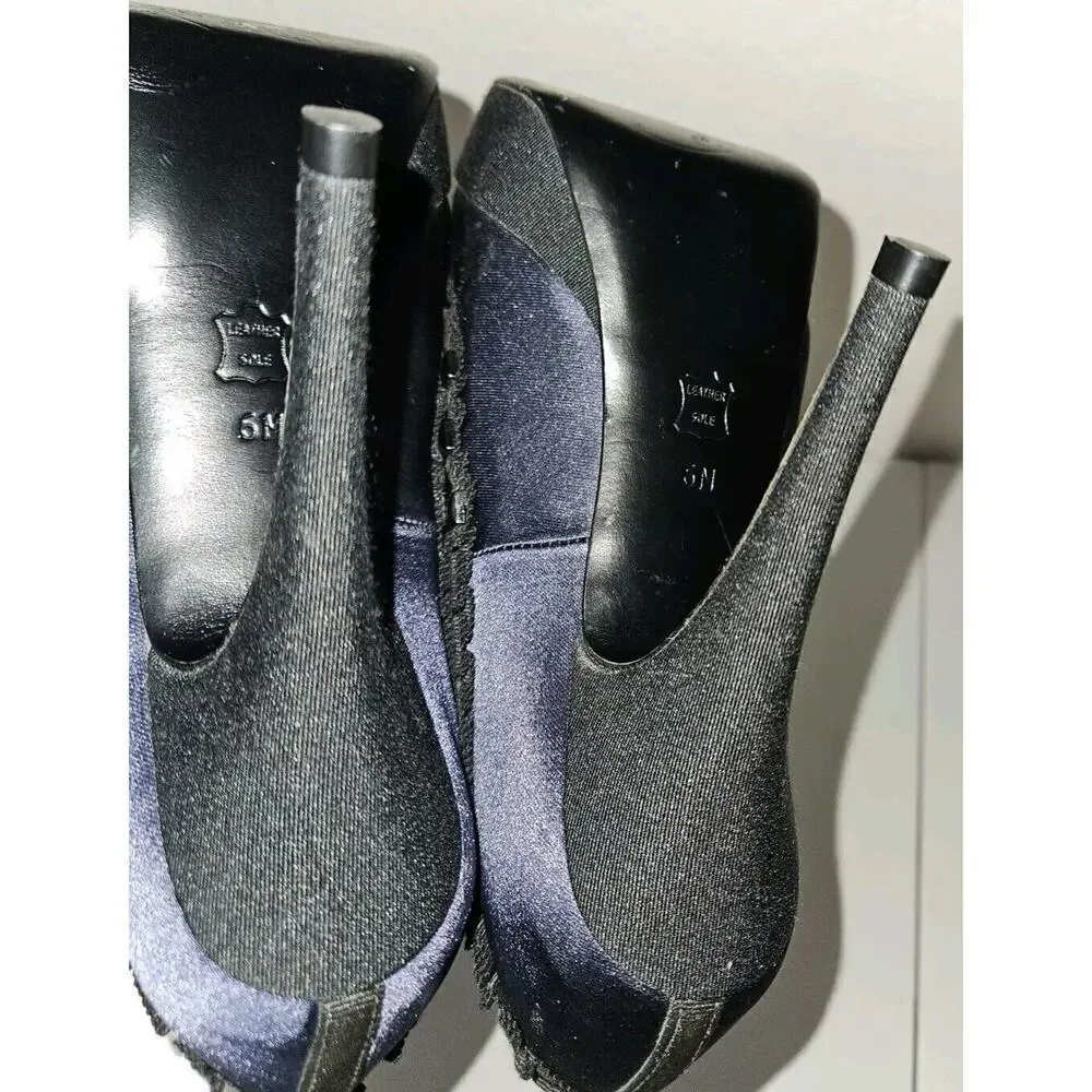 Tory Burch Erinn Satin Platform Studded Heels Blue Size 6M